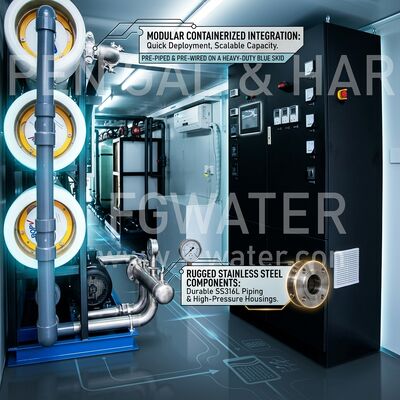 100 TPD équipement d'eau pure RO hybride solaire en conteneurs dans une unité de 40 pieds pour le dessalement de l'eau de mer