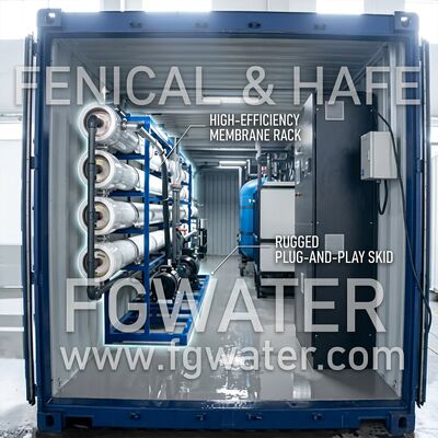 100 TPD équipement d'eau pure RO hybride solaire en conteneurs dans une unité de 40 pieds pour le dessalement de l'eau de mer