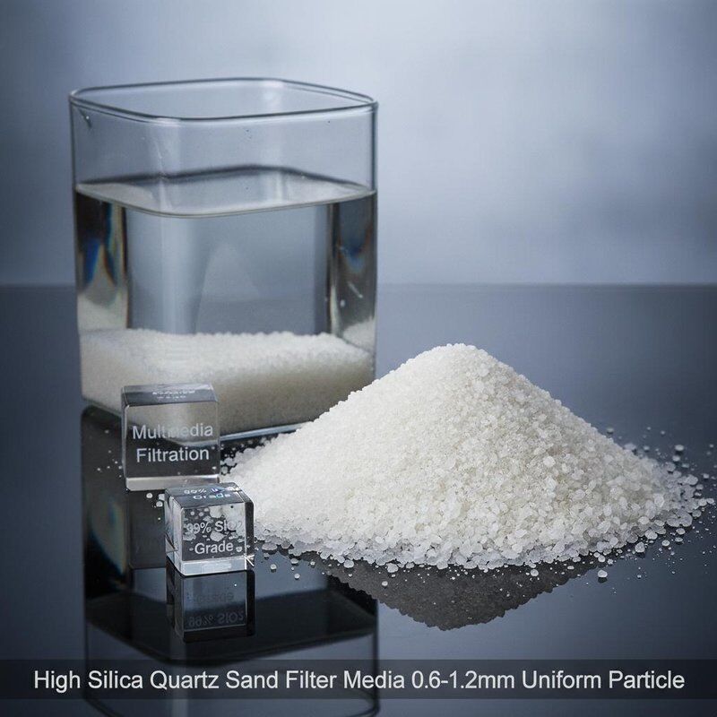 Filtre à sable de haute silice au quartz de 0,6-1,2 mm Particule uniforme à 99% SiO2 Grade pour la filtration multimédia
