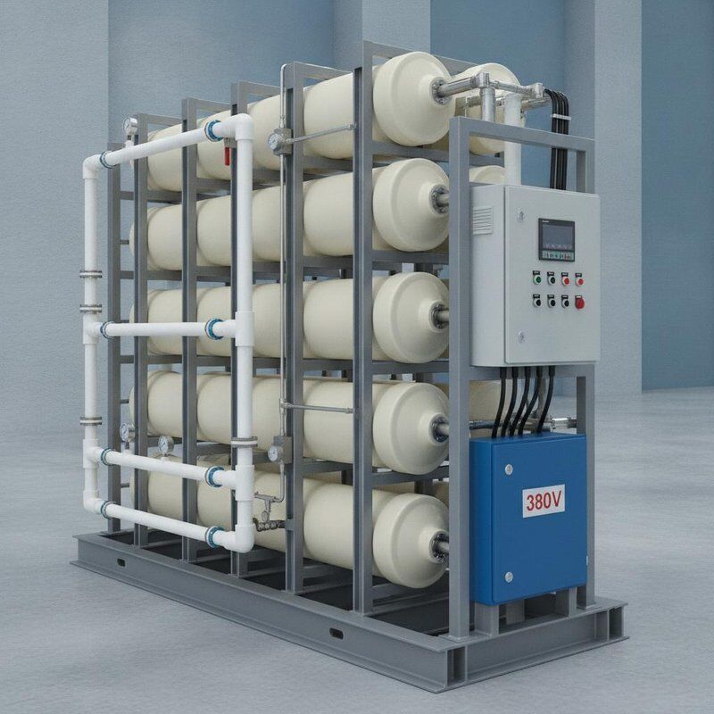Système de traitement par osmose inverse de l'eau saumâtre 5000 GPD TDS élevé Retrait de 98 pour cent de récupération FRP Membrane Housing 380V