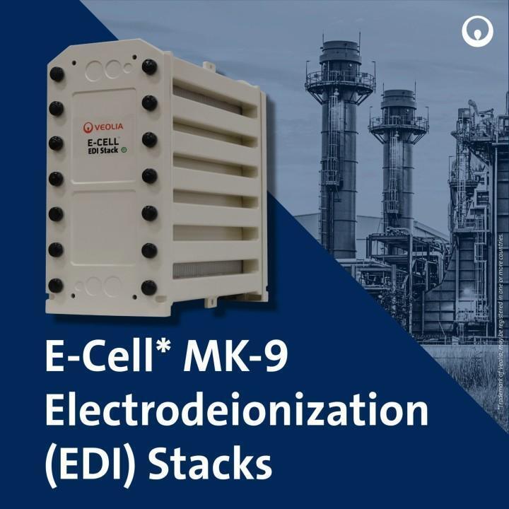 E-Cell MK-9 EDI Stack pour la production d'eau de haute pureté avec une plage de débit de 18,5-44,0 GPM et aucune régénération chimique dans l'acier inoxydable